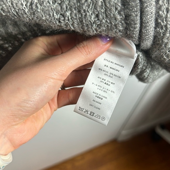 TSE Wool Silk Blend Gray Zip Up Knit Lightweight Cardigan Sweater Size Large - Picture 4 of 9